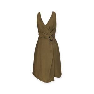 Joie Viara Textured Faux-Wrap Dress in Vintage Olive